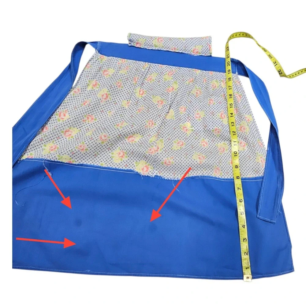 Vintage Blue Floral Apron Cottagecore Kitchen Cooking Baking Retro‎